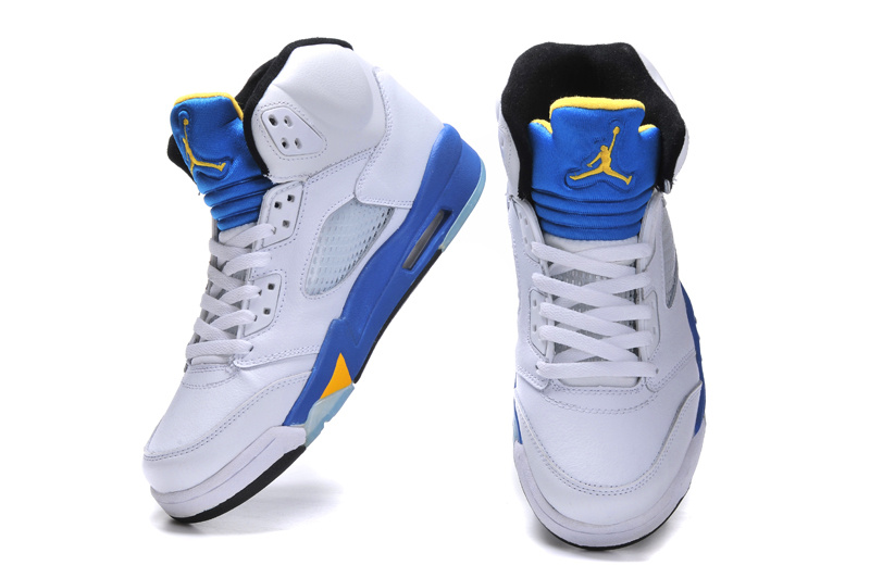 Air Jordan 5 Mens Shoes White/Blue Online